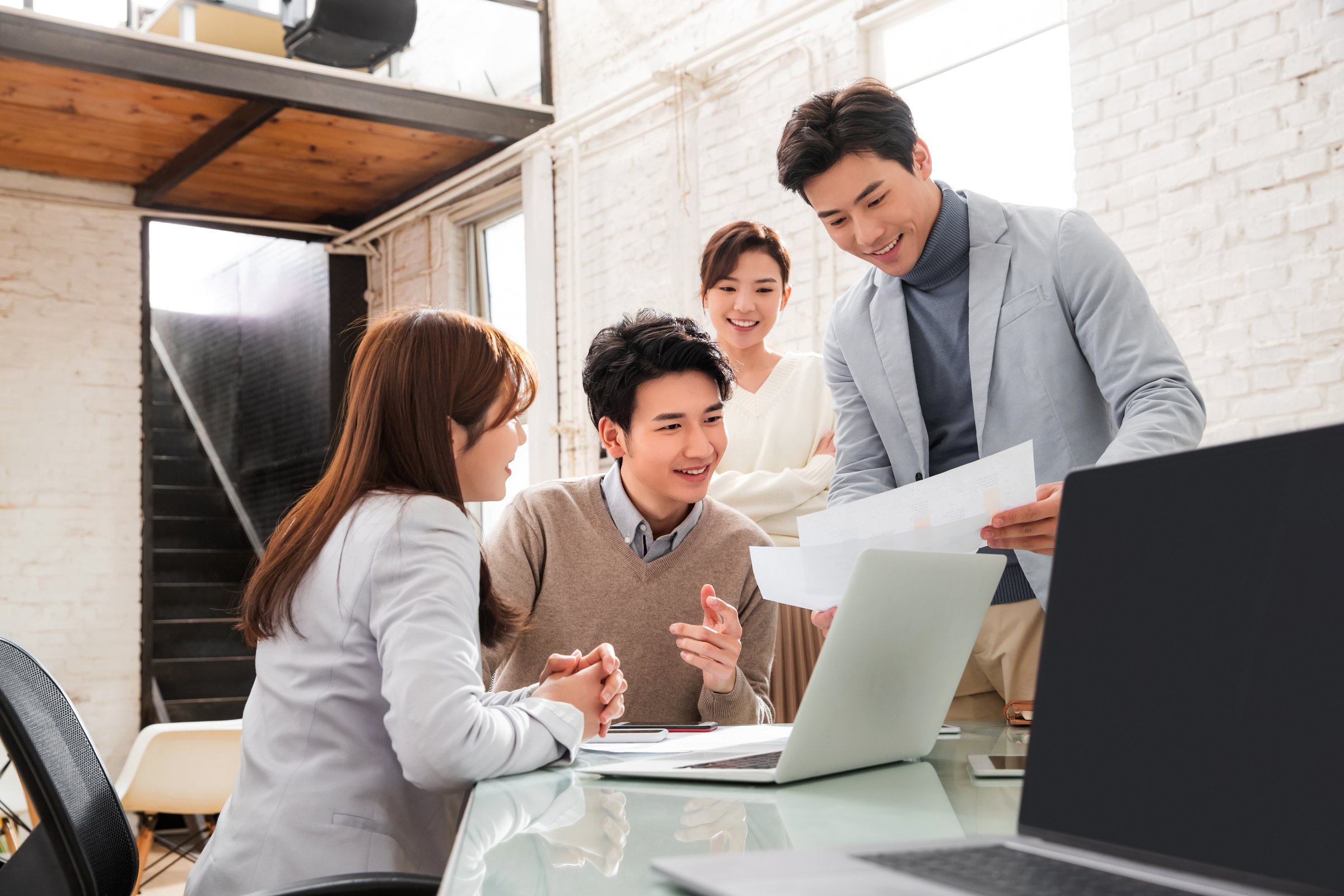 Young business people working in the studio