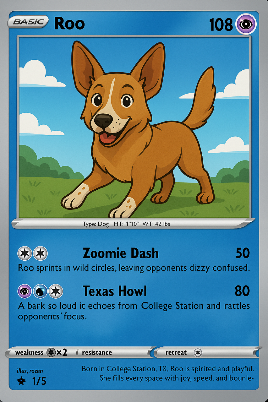 Roo pet trading card