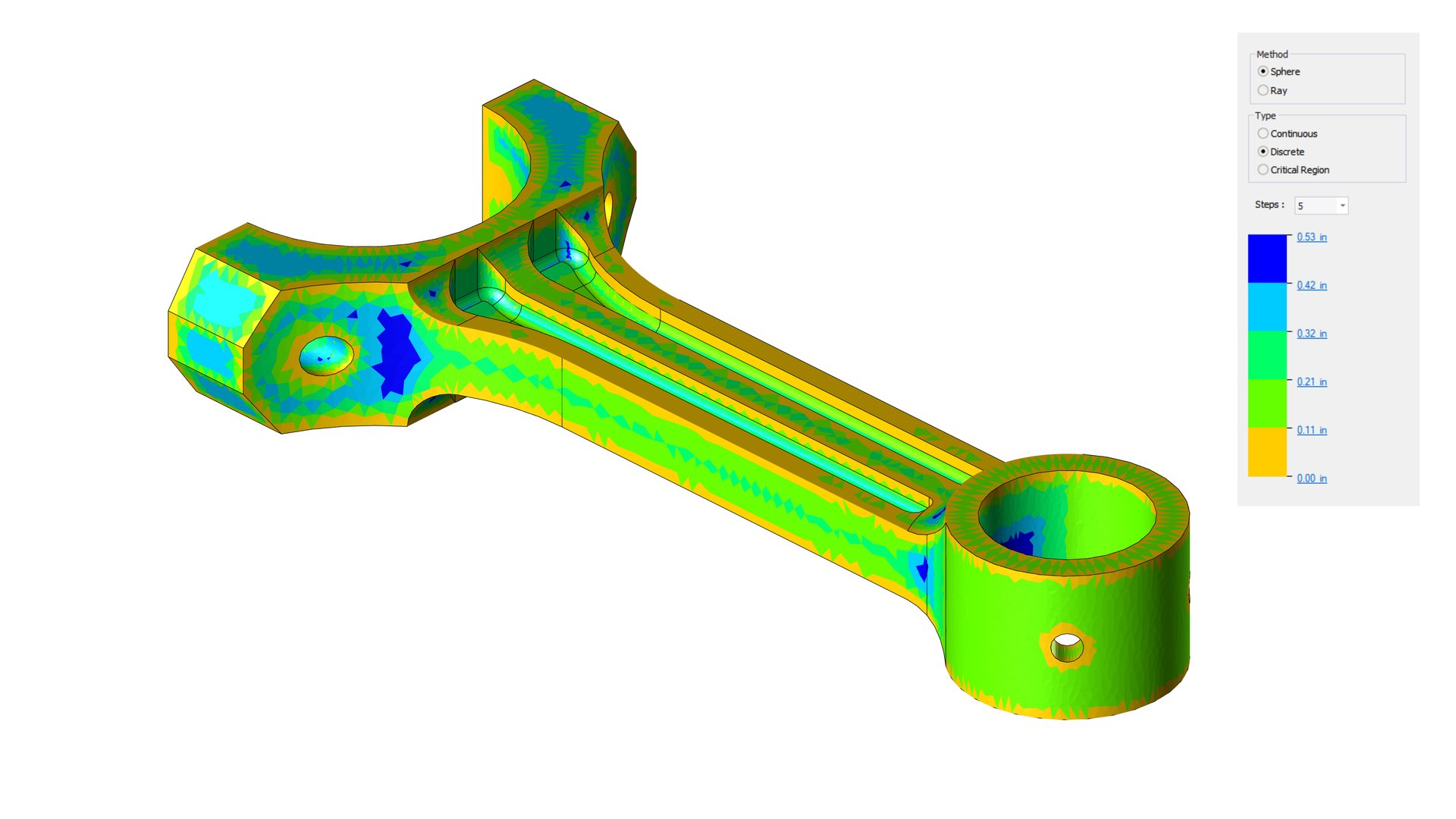 connecting rod technical drawing, tensile strength analysis, software simulation, structural design strategies