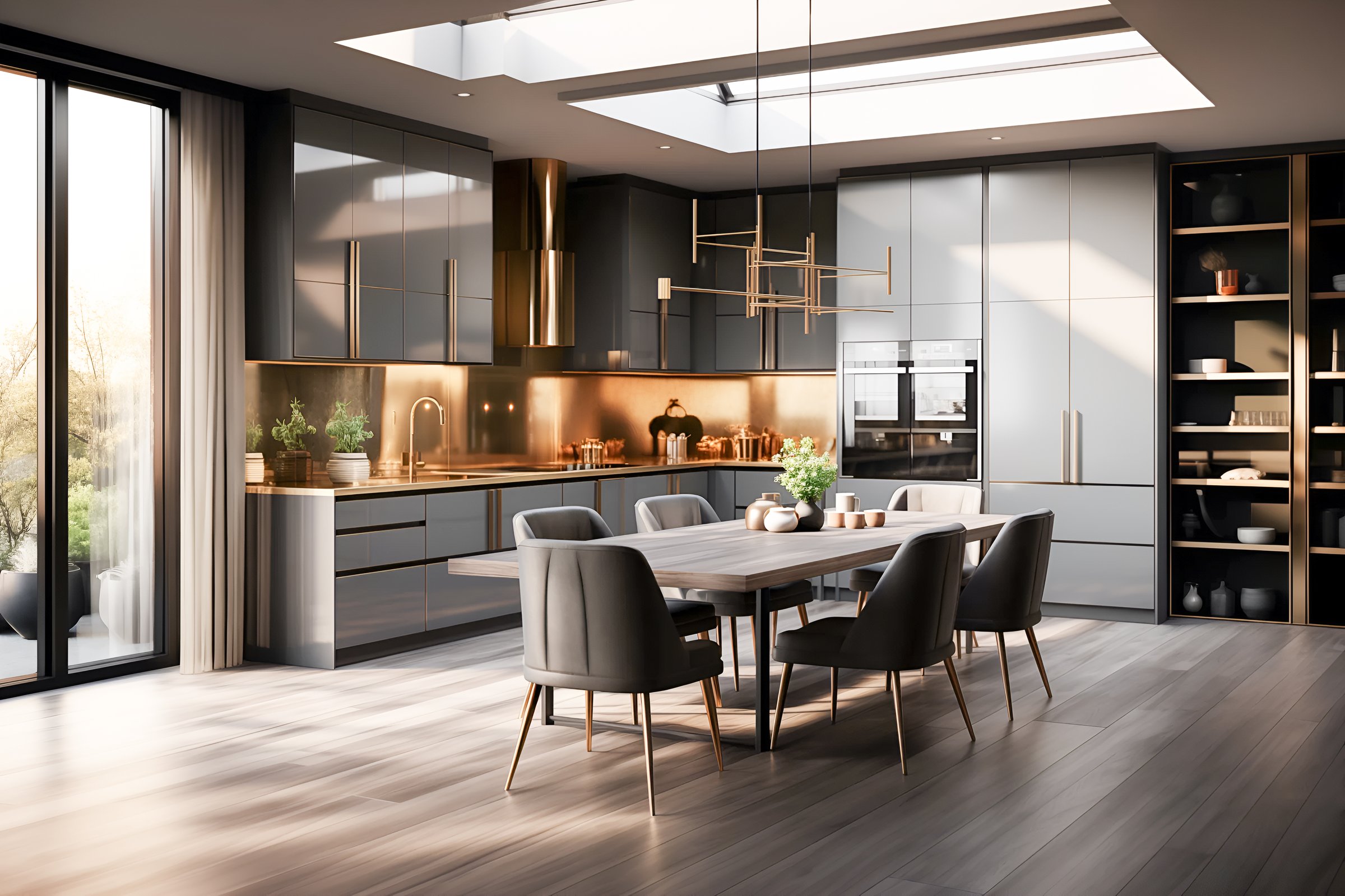 modern luxury kitchen with wood built in