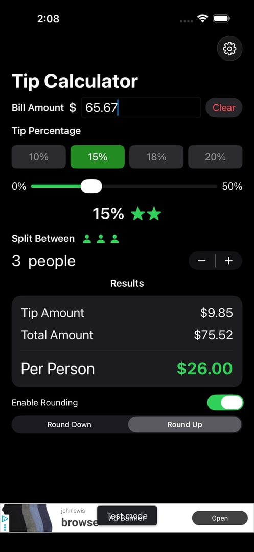 Tip Calculator App on iPhone