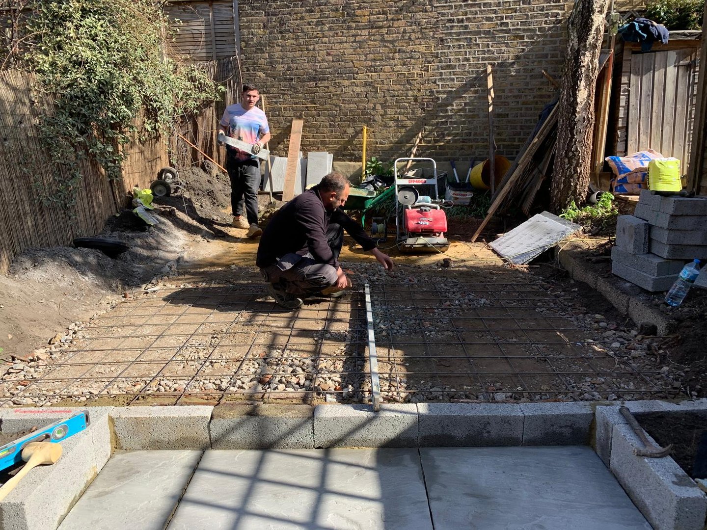 During landscaping work