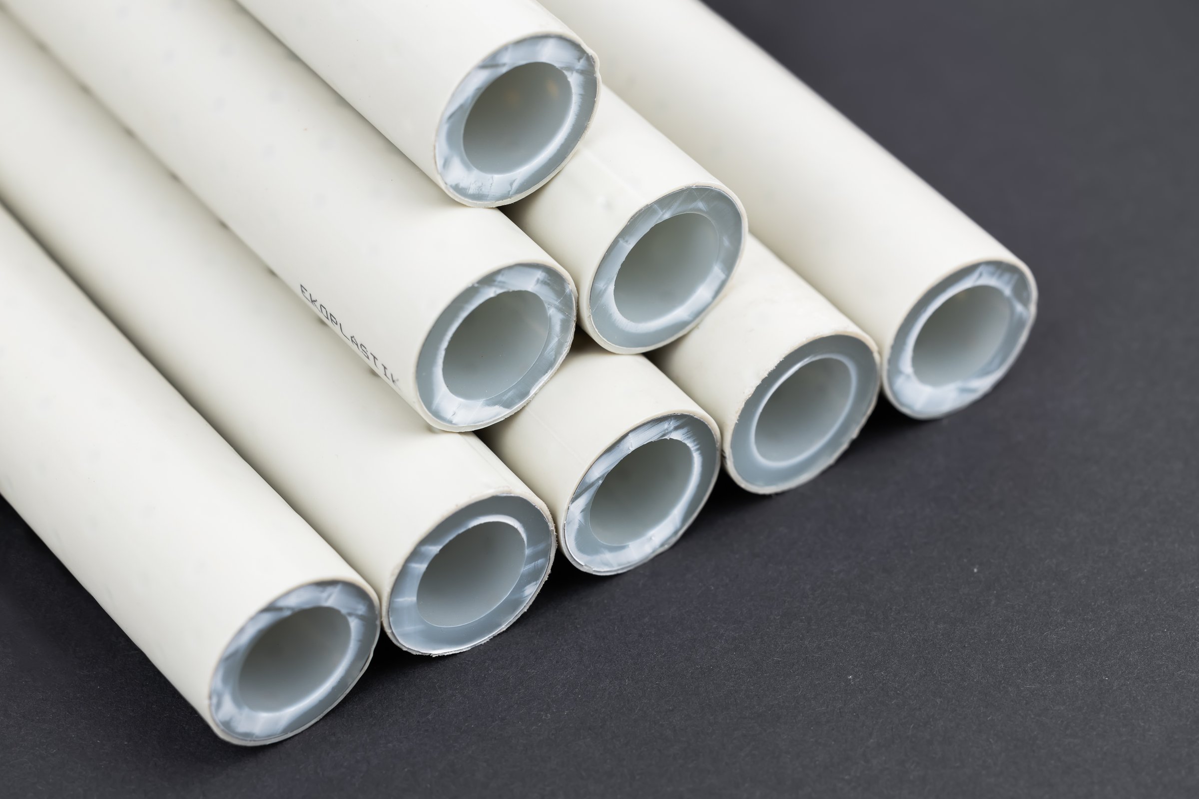 polypropylene pipes. pvc pipes for soldering close up.