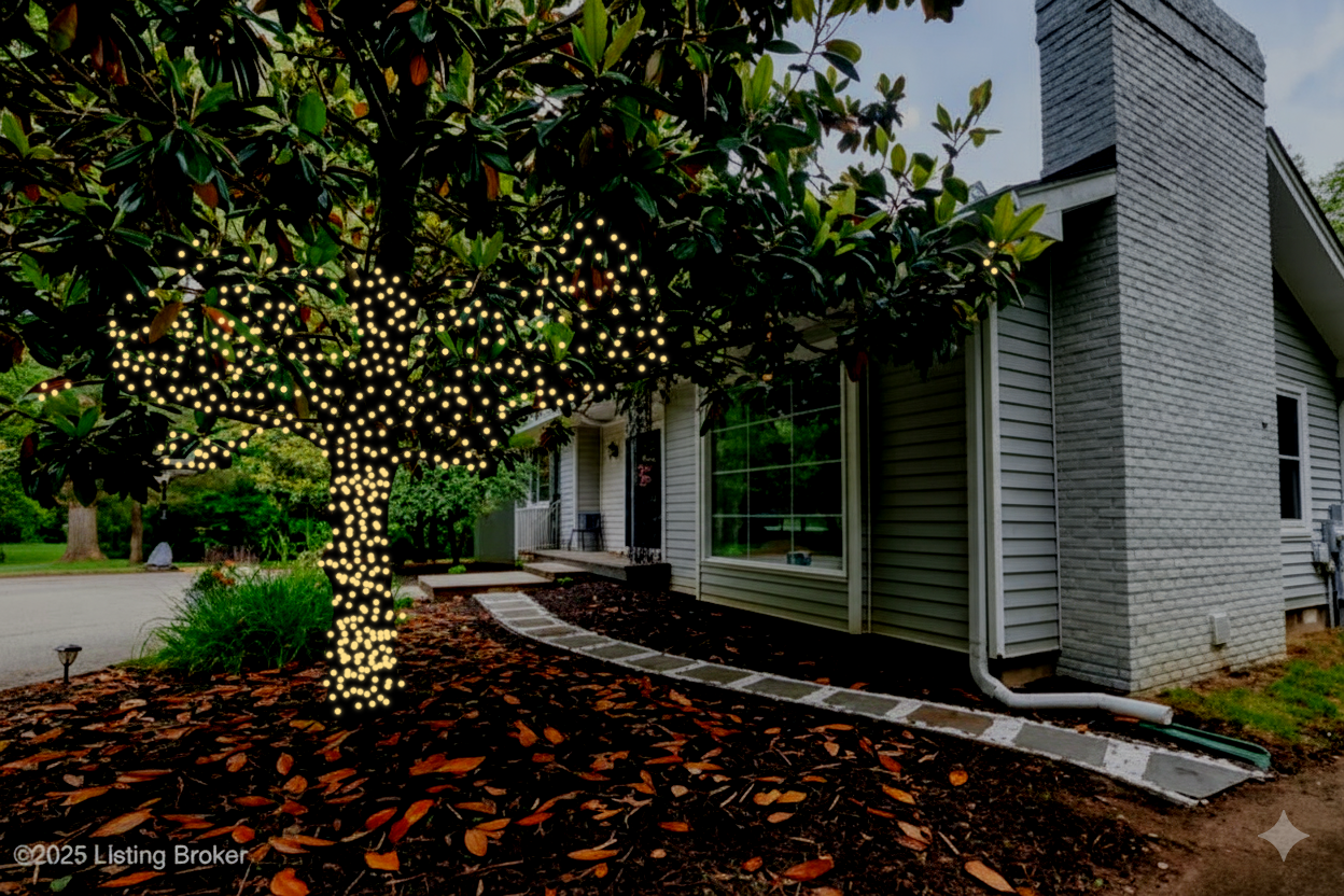 Large tree full Christmas lighting mockup
