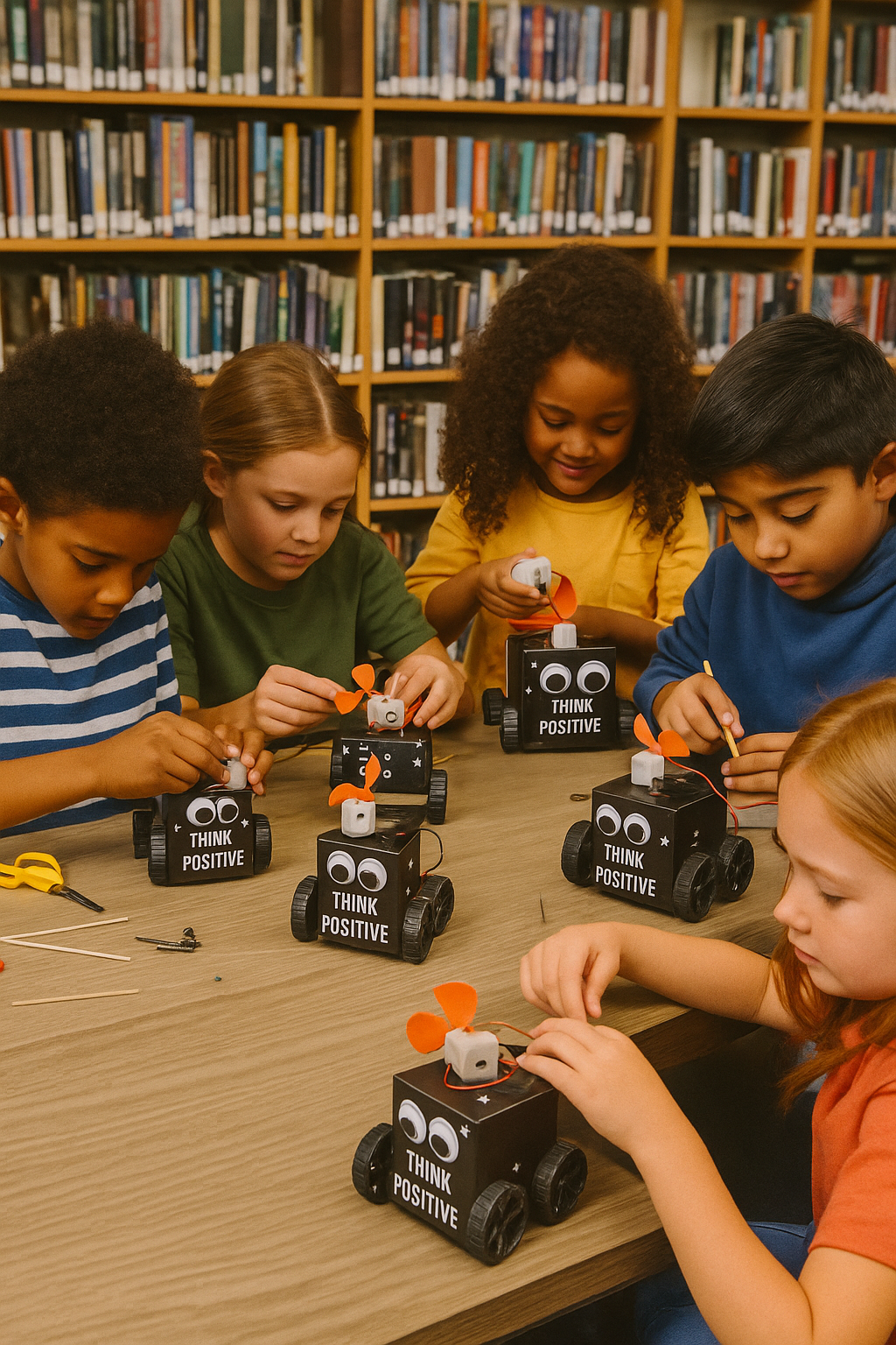 Student working on robot building project