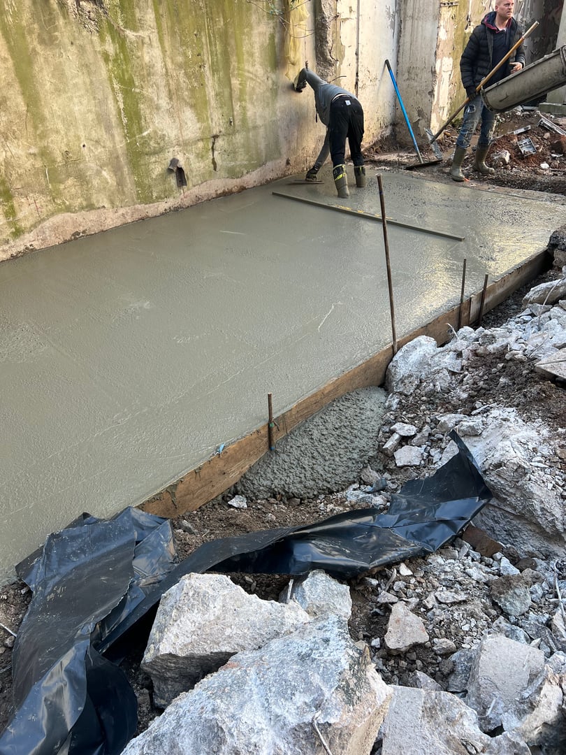 Concrete base prepared as part of site groundwork