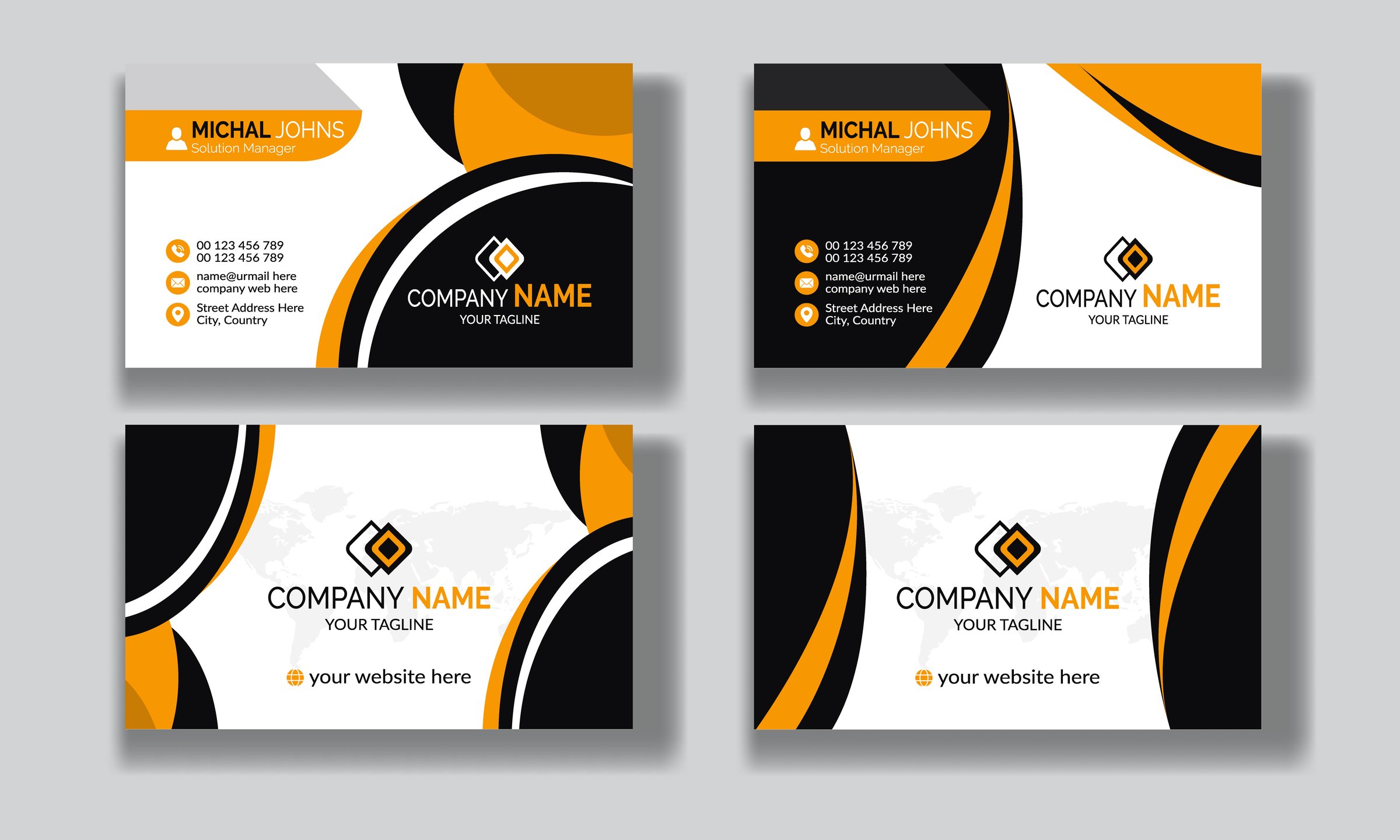 Creative modern clean corporate double-side business card template, personal visiting card, vector illustration, professional simple identity blue, red white and black elegant visiting card