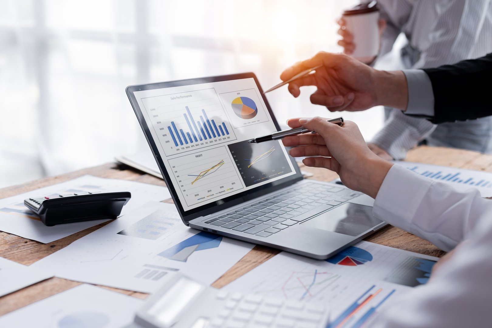 Business Team working at office with documents on his desk, doing planning analyzing the financial report, business plan investment, finance analysis concept