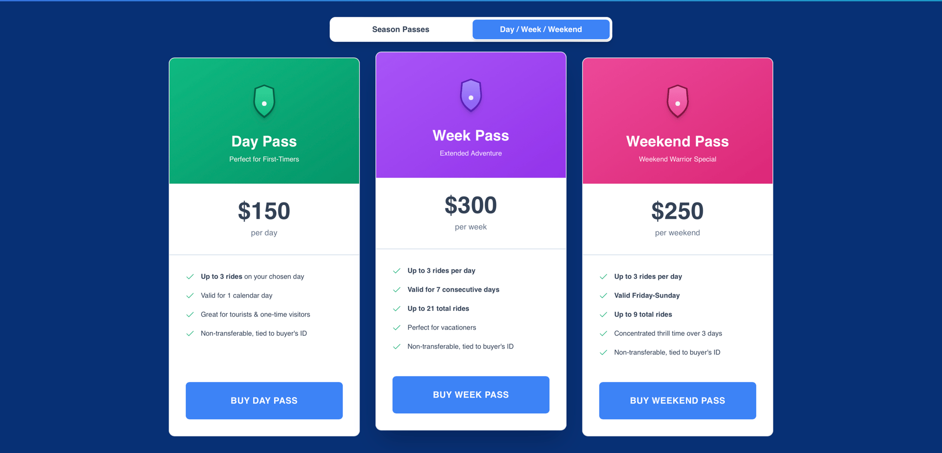 Zipline Season Pass System