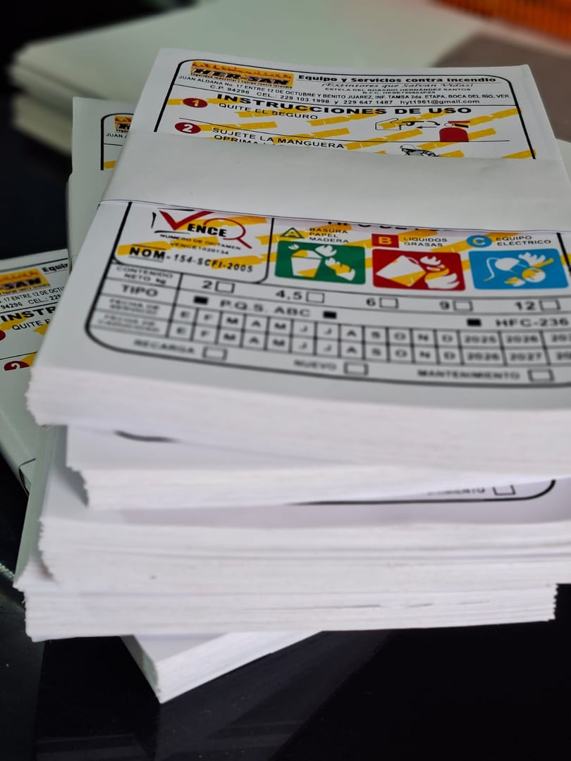 Etiqueta para extintor - Aplicación