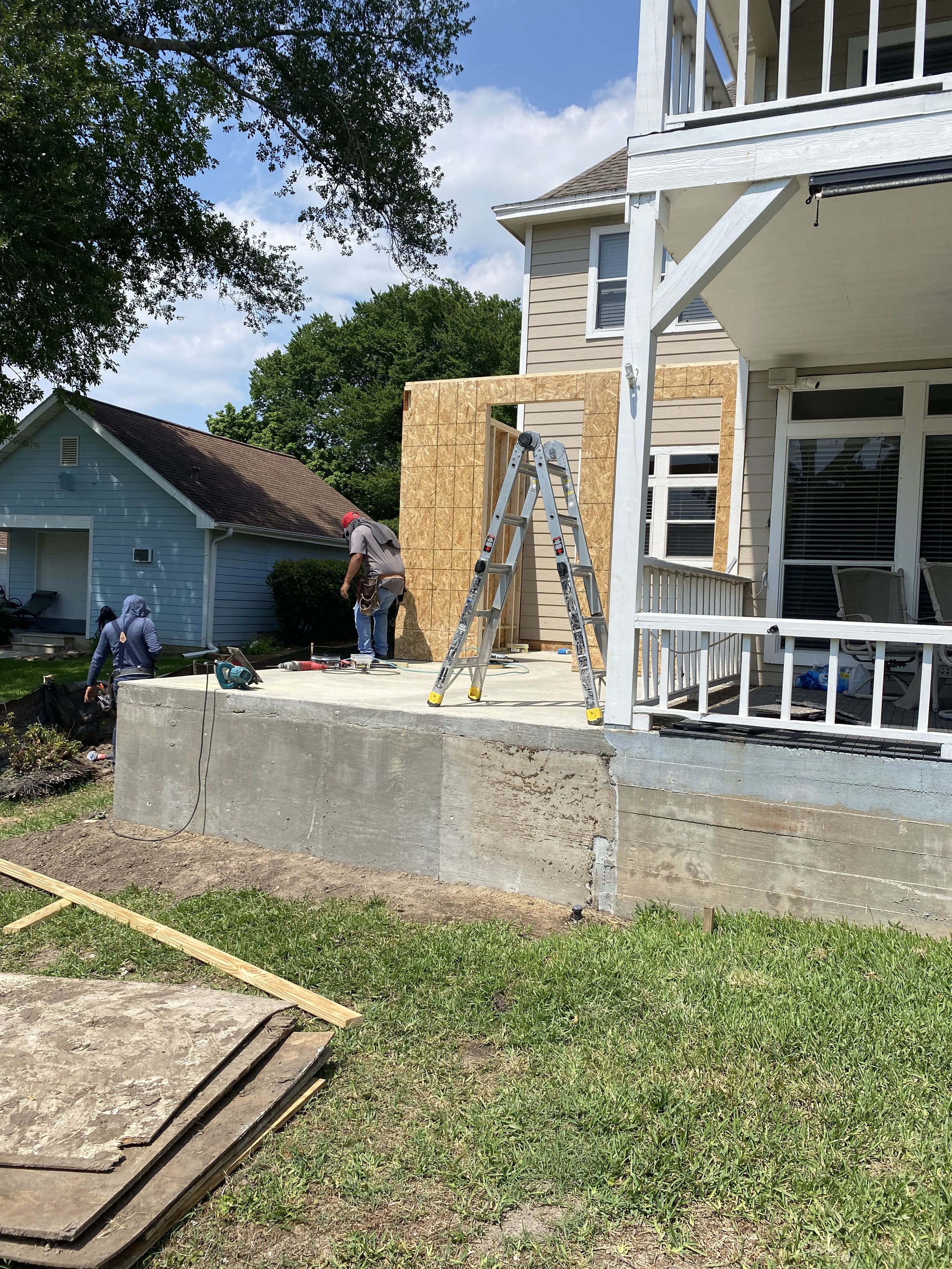 Seven Coves room addition - foundation and framing stage