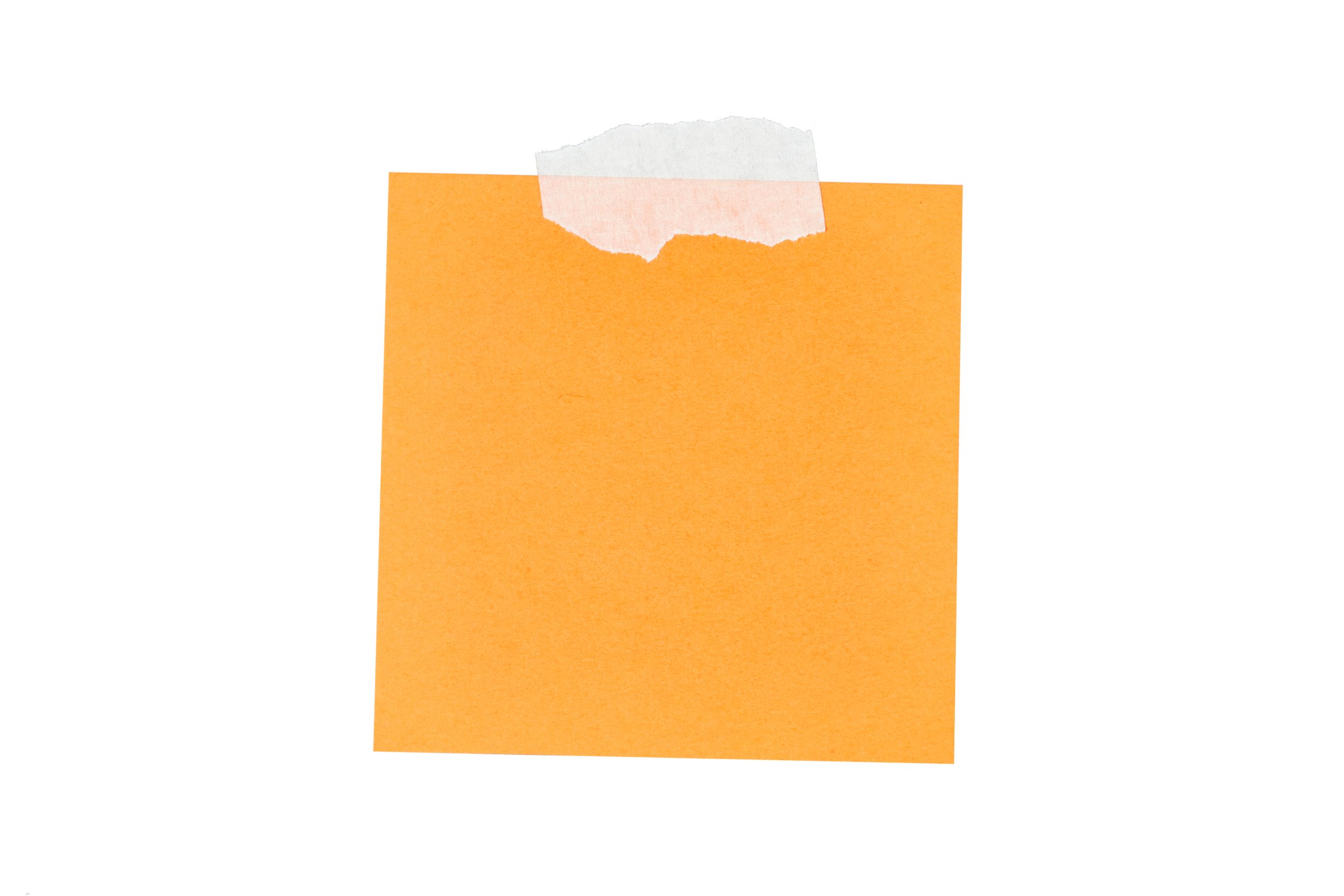 orange sticky note with duct tape isolated