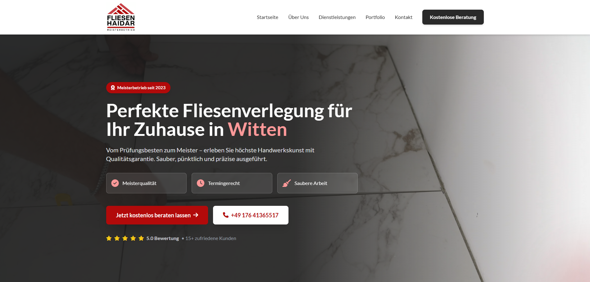 Website Ladrilhador Witten Alemanha - Serviços Profissionais de Azulejos