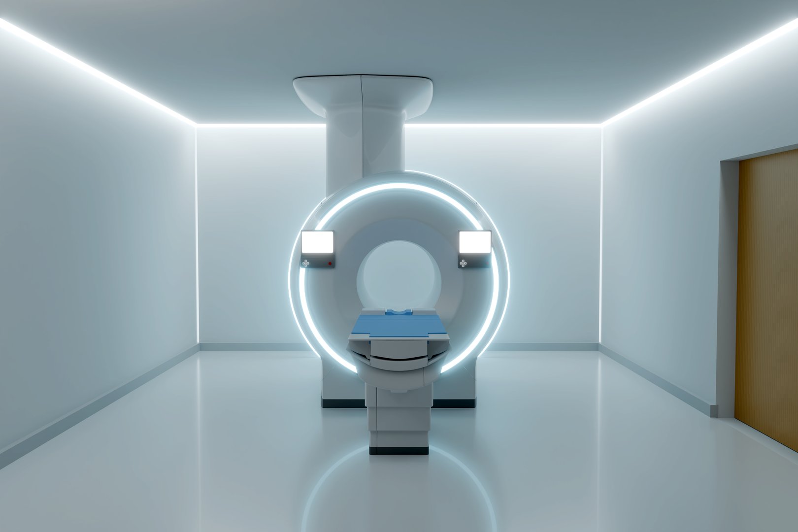 Modern MRI machine in a clean, high-tech diagnostic room