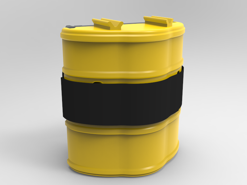 A yellow plastic storage container with a black strap and two handles, shown against a plain background.