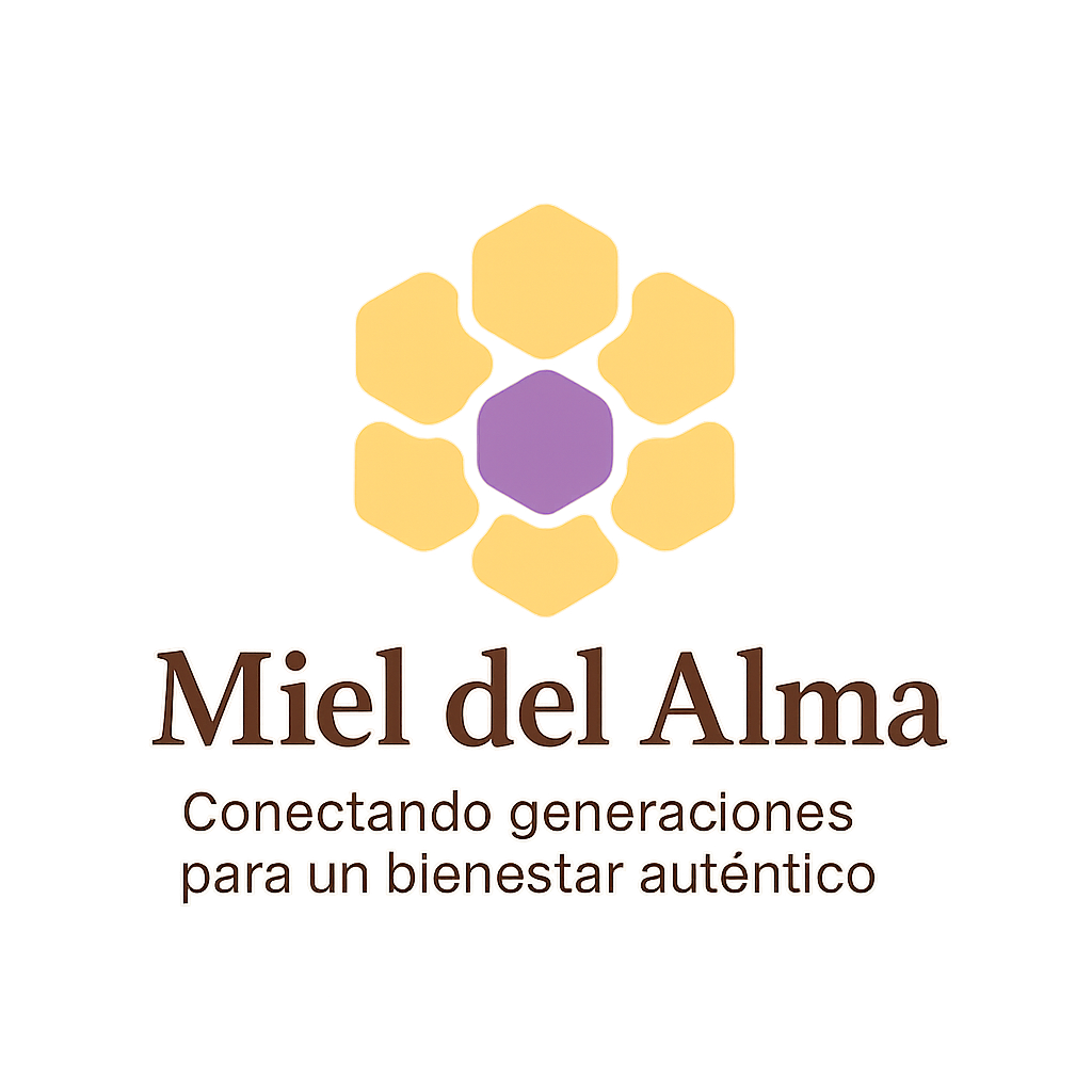 Logo de Miel del Alma con hexágonos formando una flor