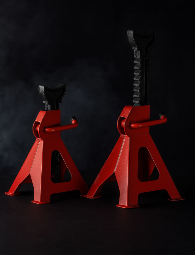 Two car jack stands isolated over white background