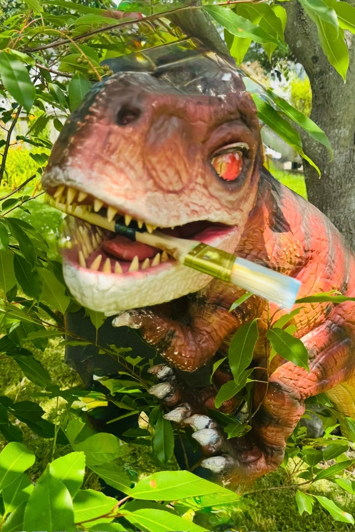 Squish the T. Rex disguised as a Pachycephalosaurus dinosaur artist