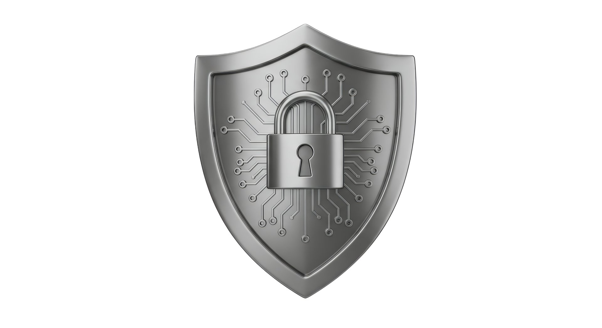 Isolated Metal Shield with Padlock Security Concept