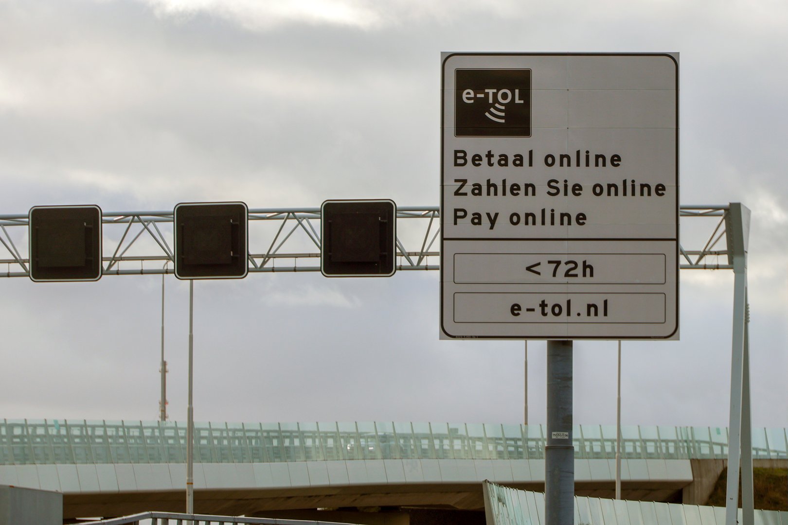 Toll sign at new Blankenburgtunnel on motorway A24 from Maassluis to Rotterdam - Rozenburg netherlands