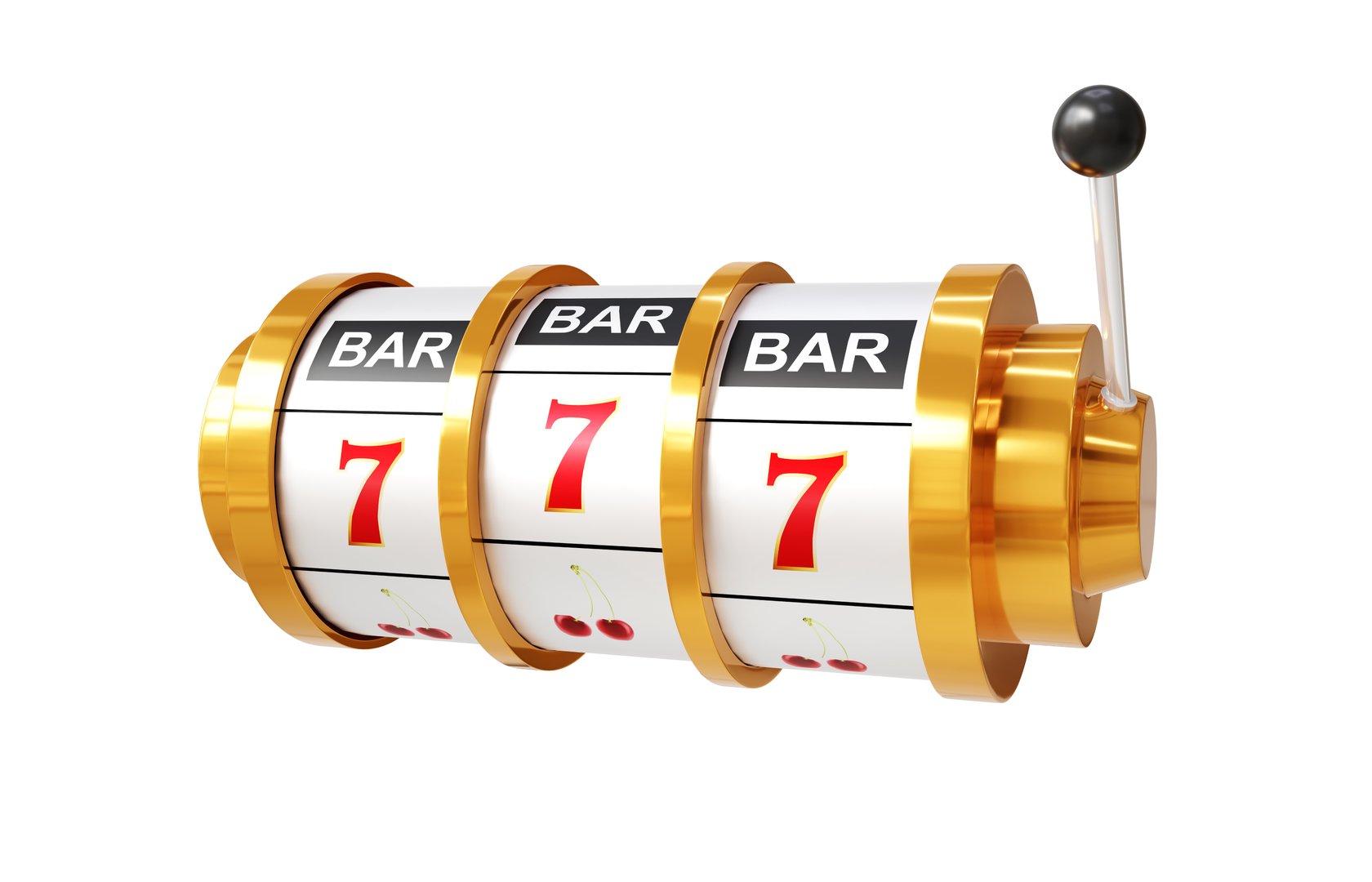 Casino slots machine. Slot machine on white background. 3d-rendering