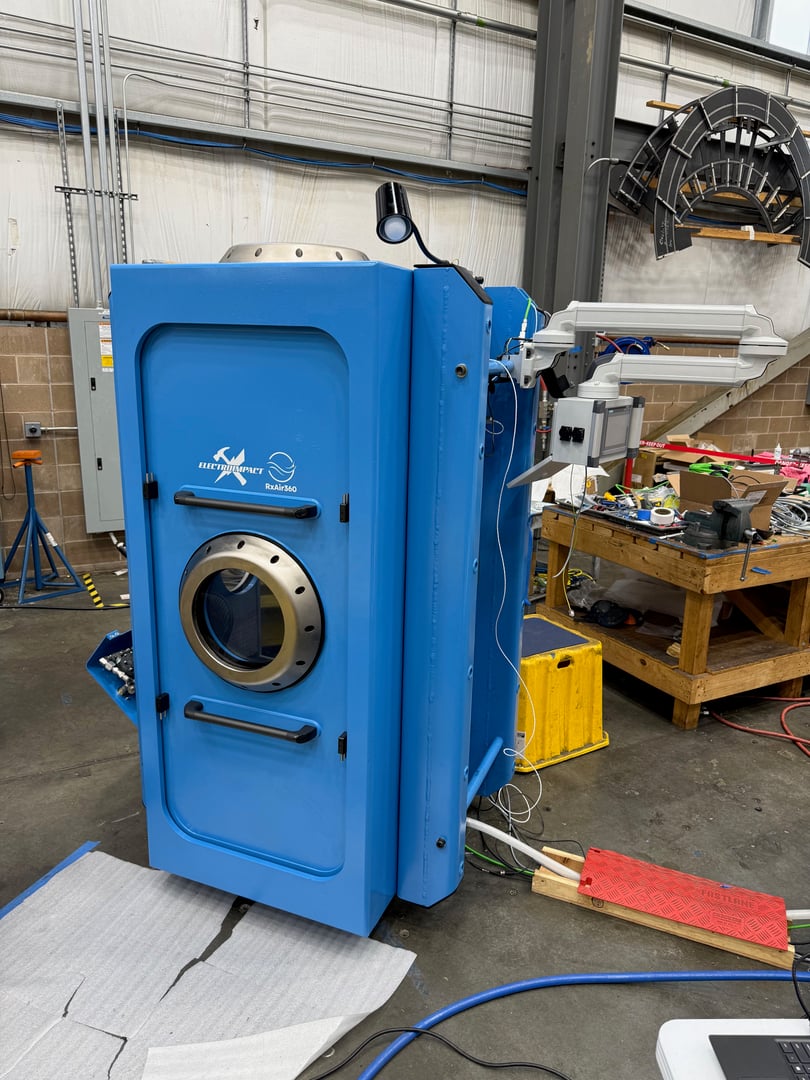 RxAir360 vertical hyperbaric chamber prototype - earlier design iteration