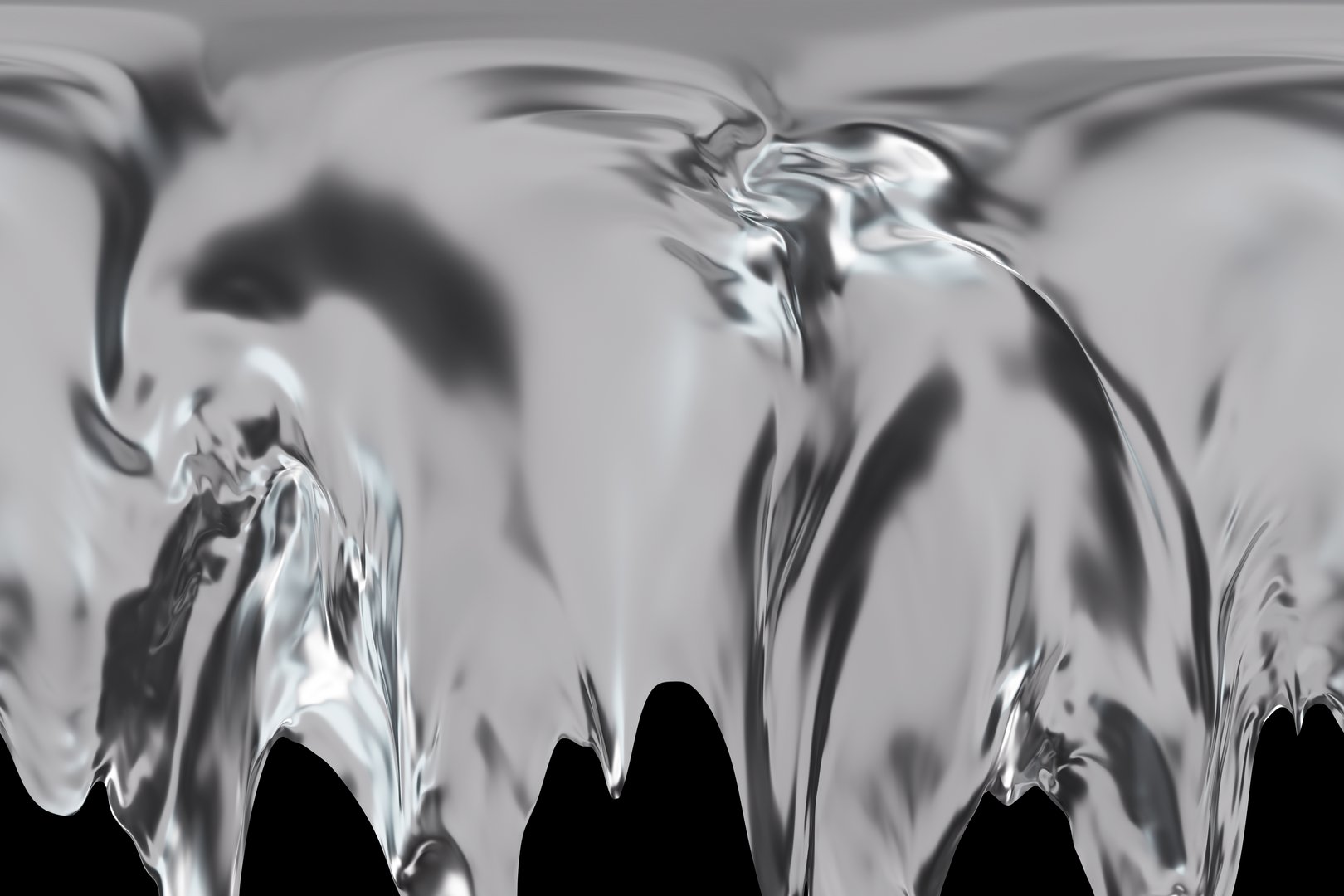 Dynamic chrome shapes flow seamlessly across a dark backdrop, showcasing a mesmerizing interplay of light and shadows, illustrating modern abstract art and creativity.