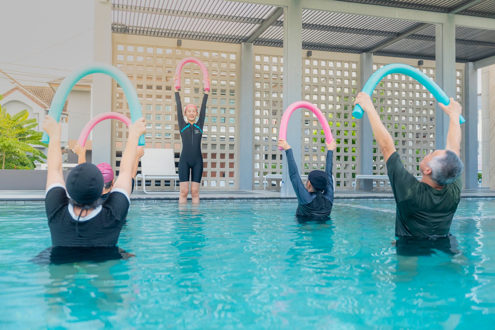 An engaging aquatic exercise class for seniors