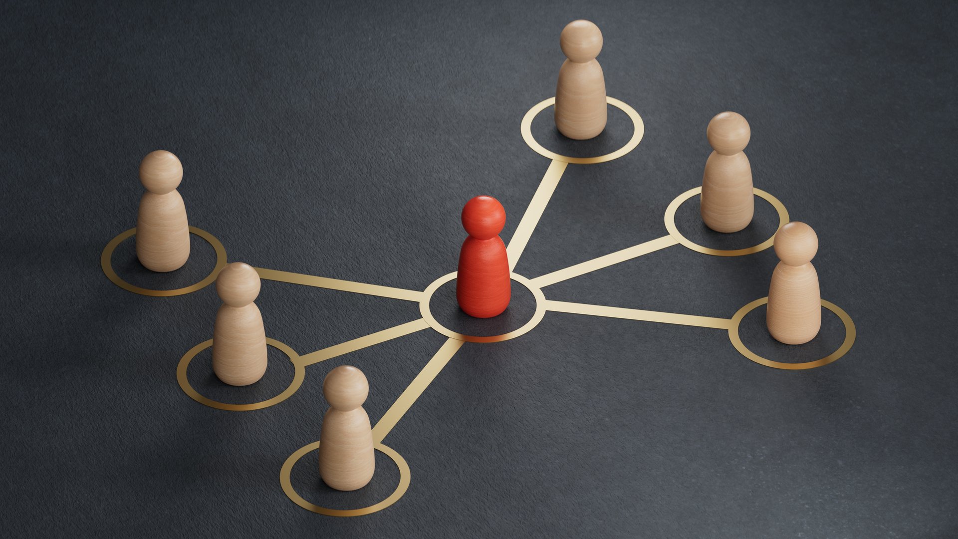 Group of cartoon characters - social networking concept - 3D illustration.leader teamwork and success.3D rendering on black background.