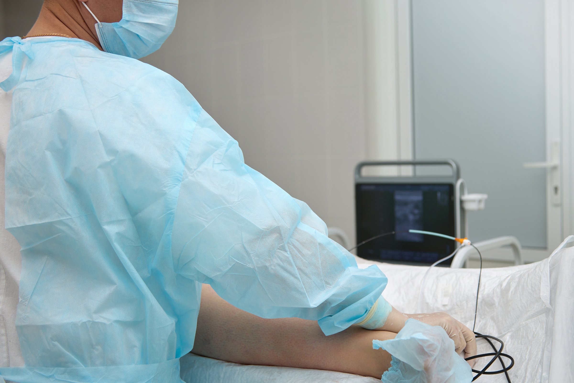 Radiofrequency ablation is applied sick patients for treatment varicose veins