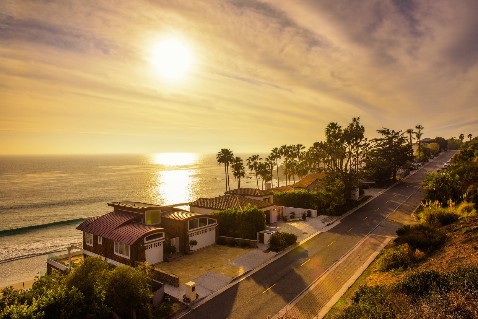 Luxury oceanfront homes of Malibu beach near Los Angeles, California