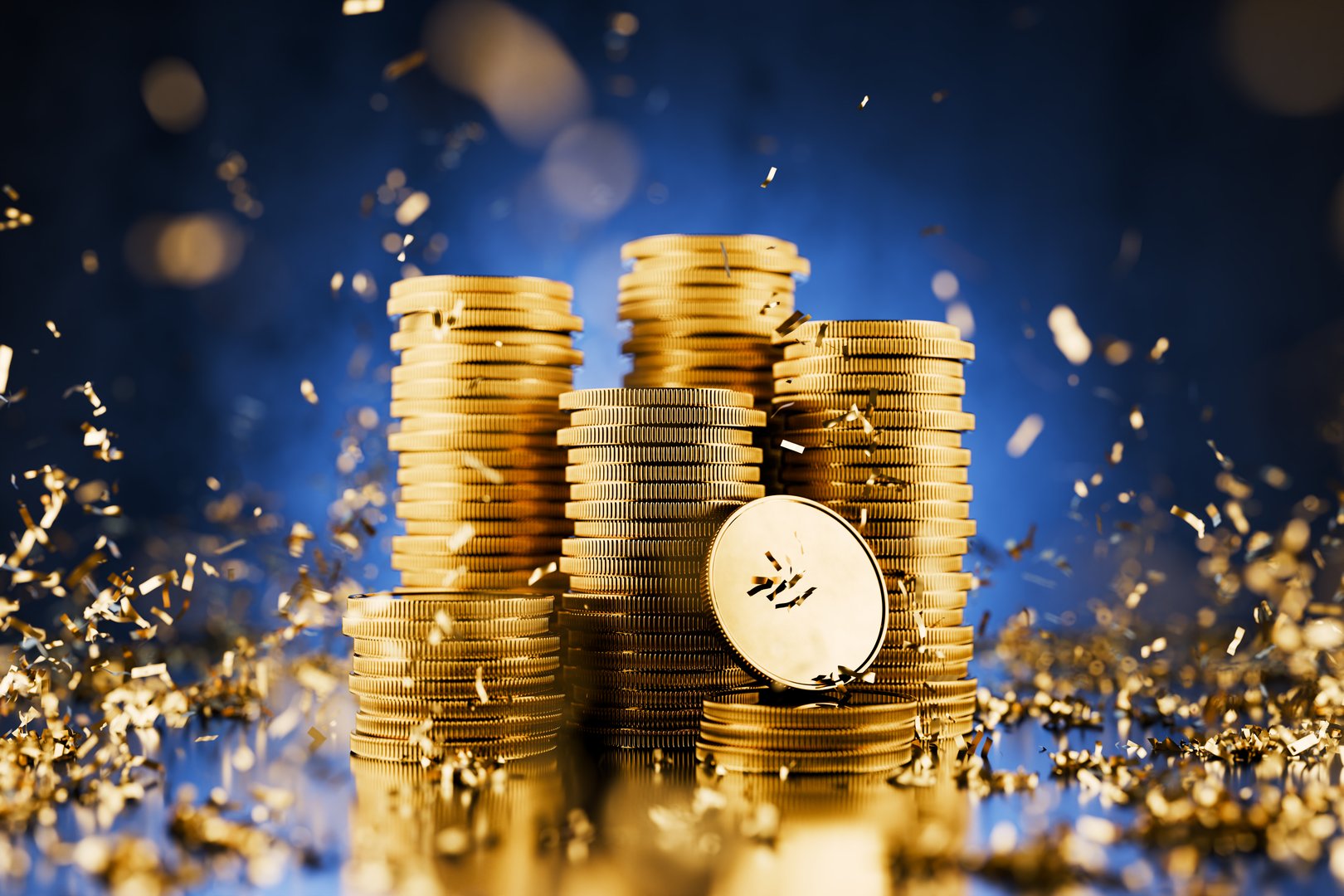 Concept of saving money. Gambling. Sports betting. Saving money. Concept of investment. Deposit. Budget. Cash reward. Successful investment. Donations in games. Gold coins. Casino games. 3d render