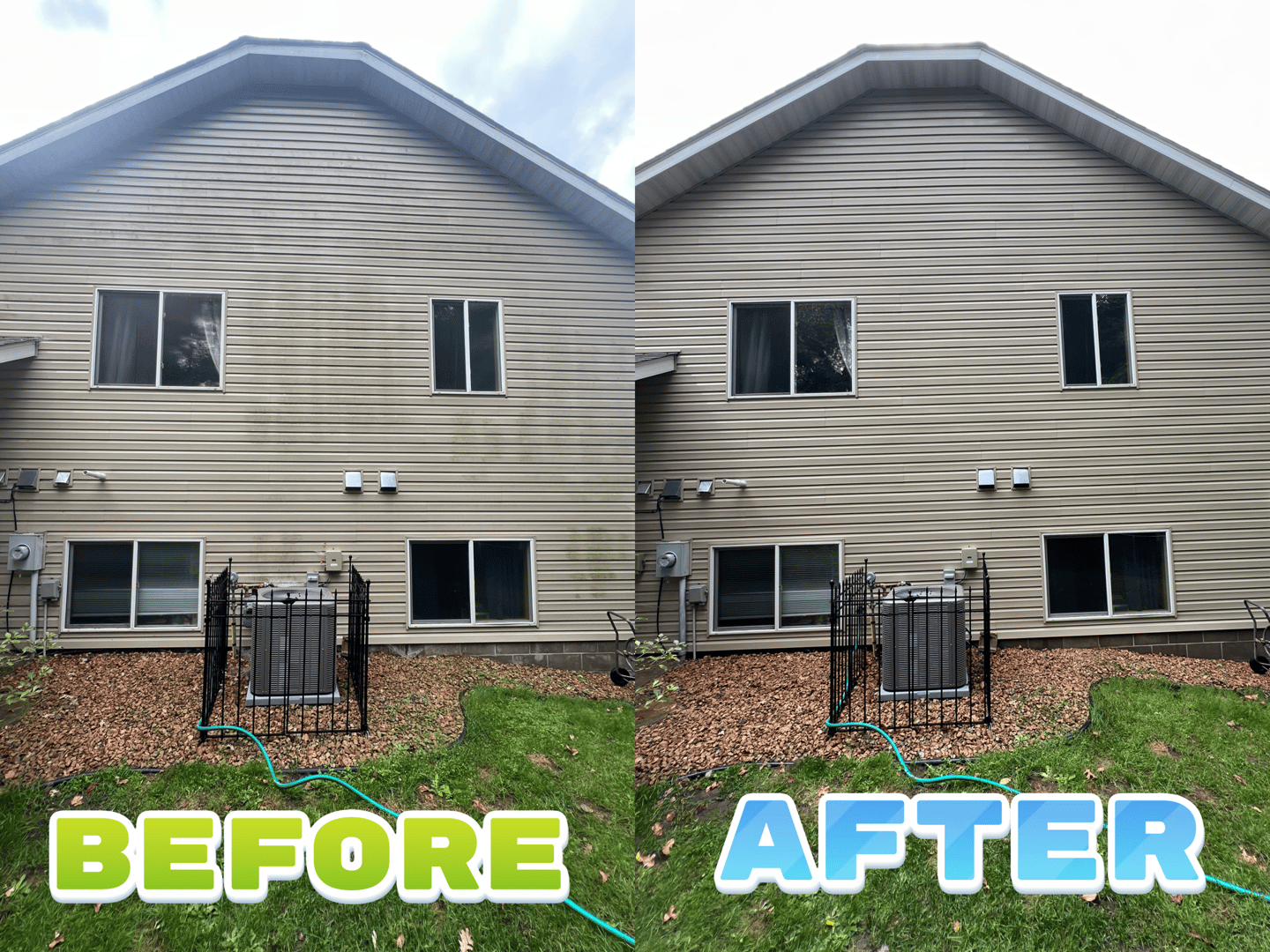 Before and after exterior cleaning project