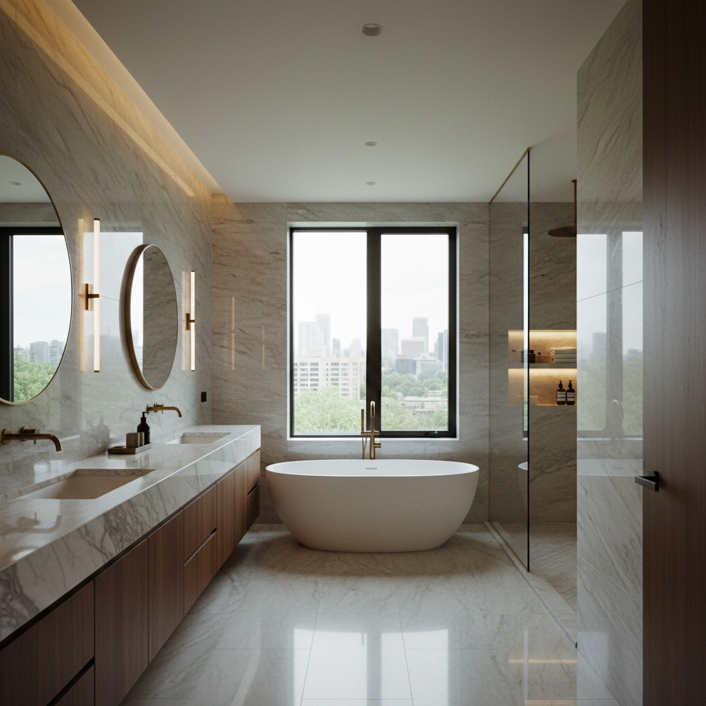 Contemporary bathroom with freestanding tub
