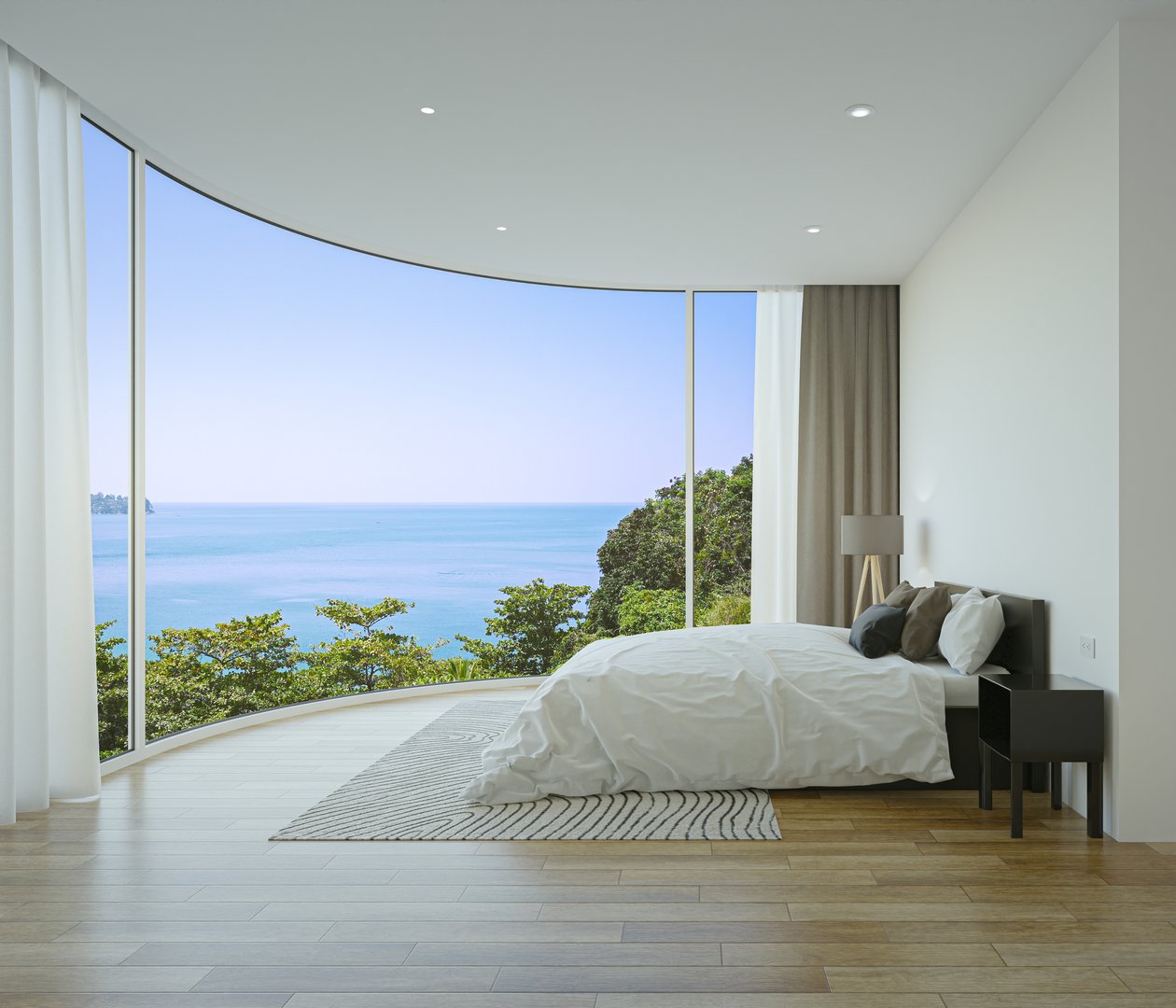 Minimal home interior 3d rendering in modern house.