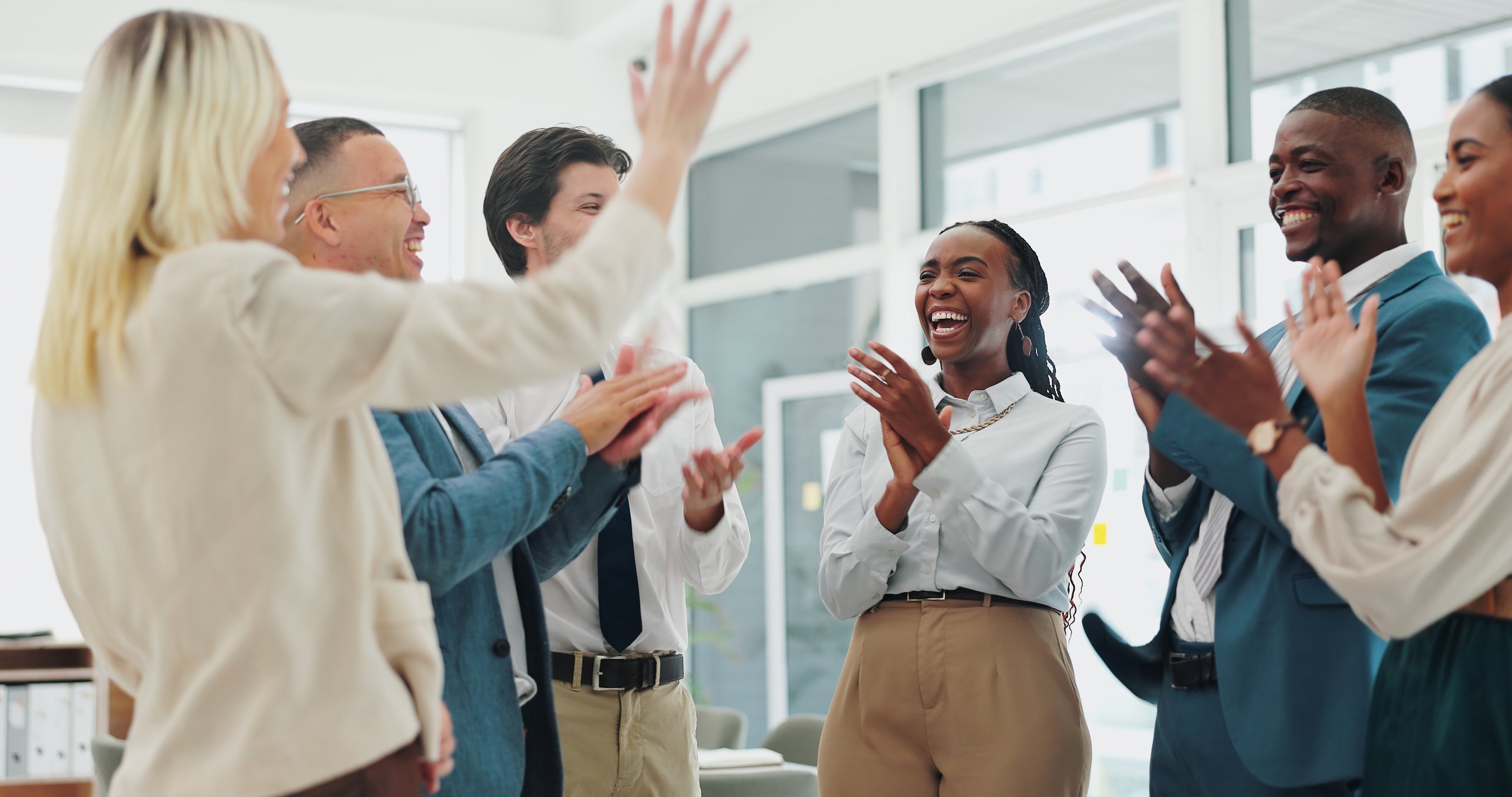 Happy business people celebrating success