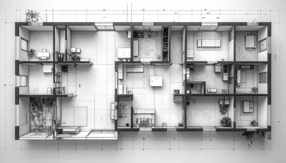 Detailed architectural floor plan showcasing modern home design with open living spaces