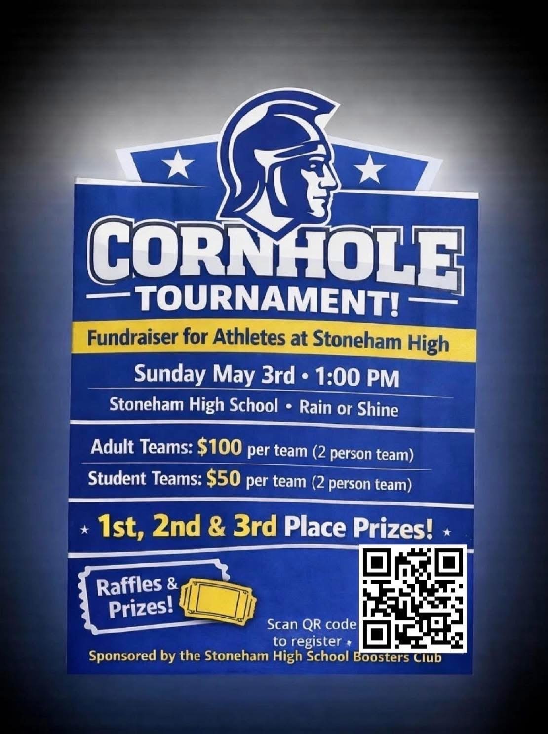 Stoneham High School Cornhole Fundraiser Flyer