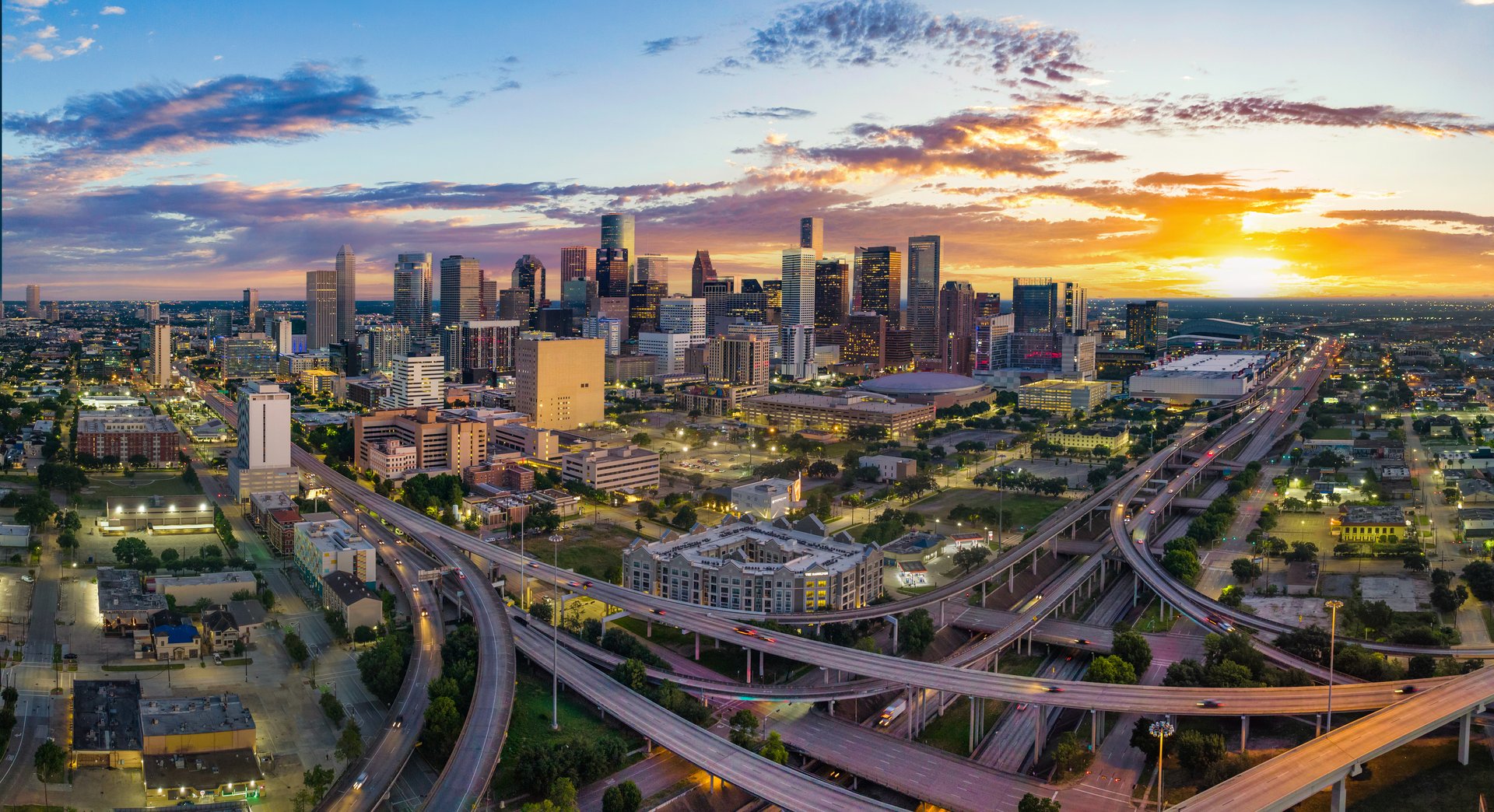 Houston Texas Downtown Drone Skyline Aerial