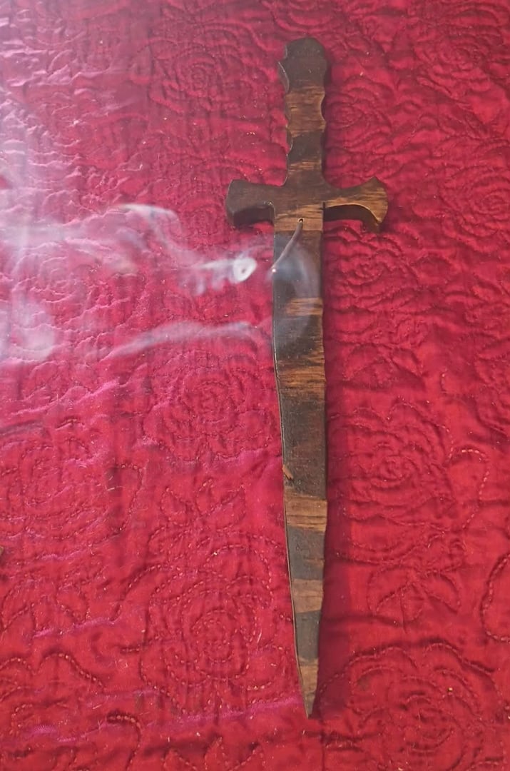 Hand-torched wood incense holder from Maine