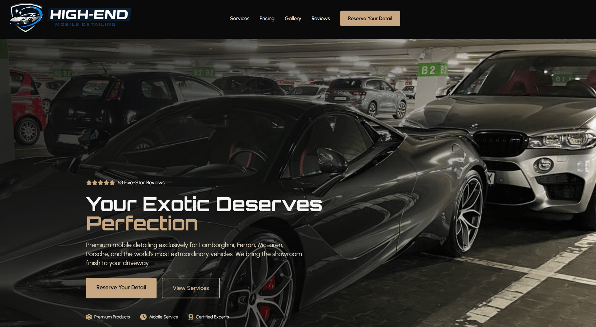 High-End Mobile Detailing landing page