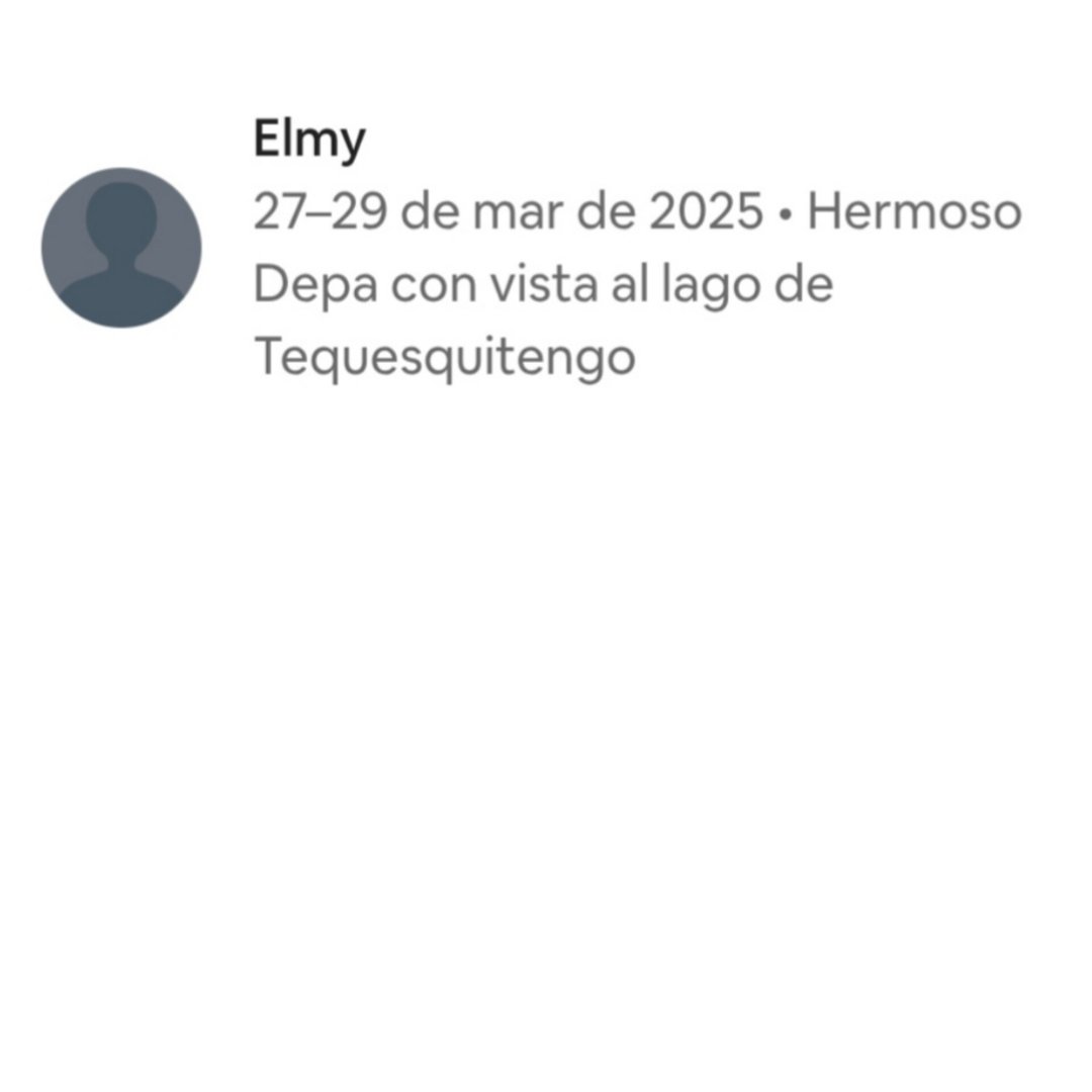 A calendar entry for Elmy from March 27-29, 2025, featuring a beautiful apartment with a lake view in Tequesquitengo.