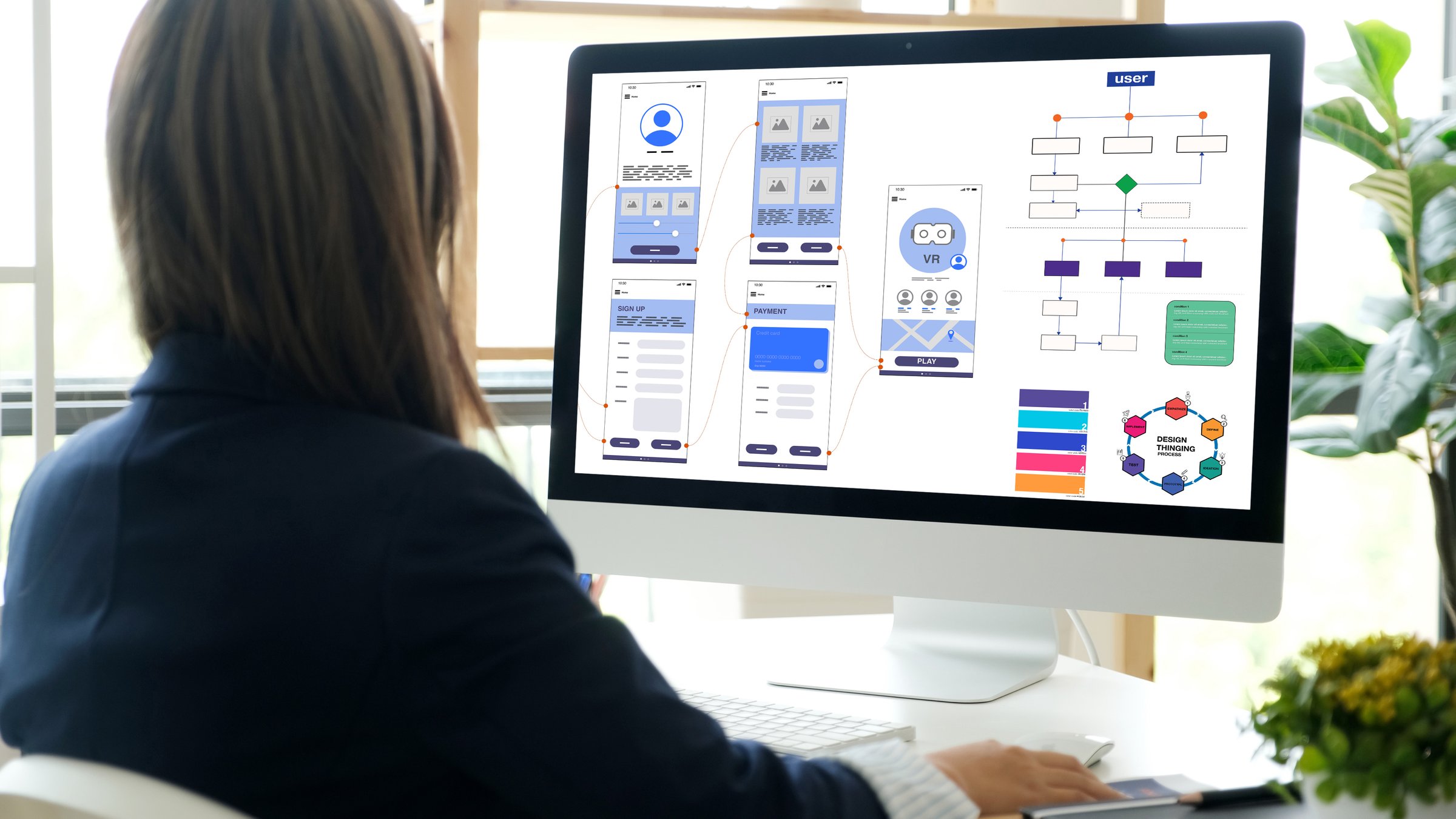 Website designer working on website wireframes and planning