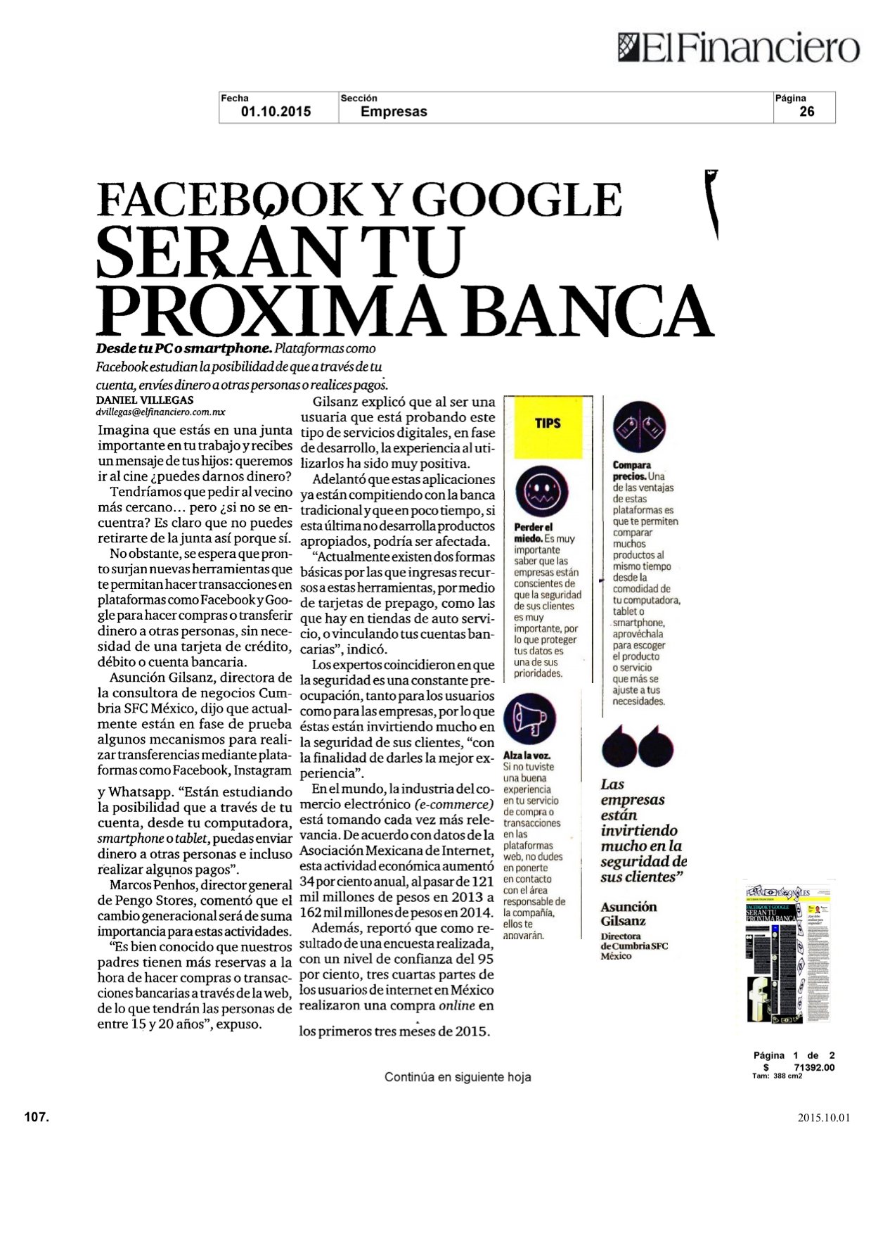 Nota El Financiero - Publicación