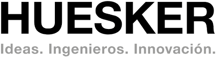 HUESKER logo with tagline 'Ideas. Ingenieros. Innovación.' in gray text below.