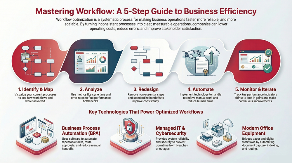 Business workflow optimization infographic