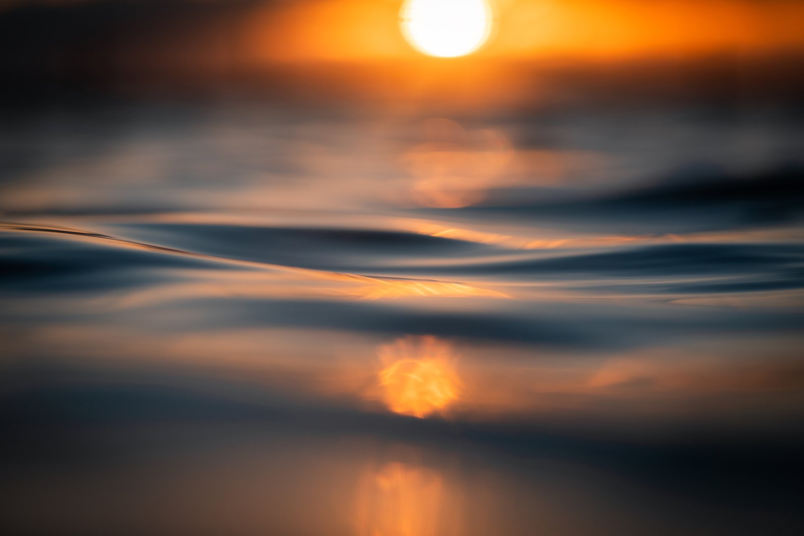 Close-up view of calm water in the morning.