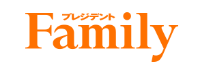 Logo with the word 'Family' in orange letters and Japanese text above it on a transparent background.