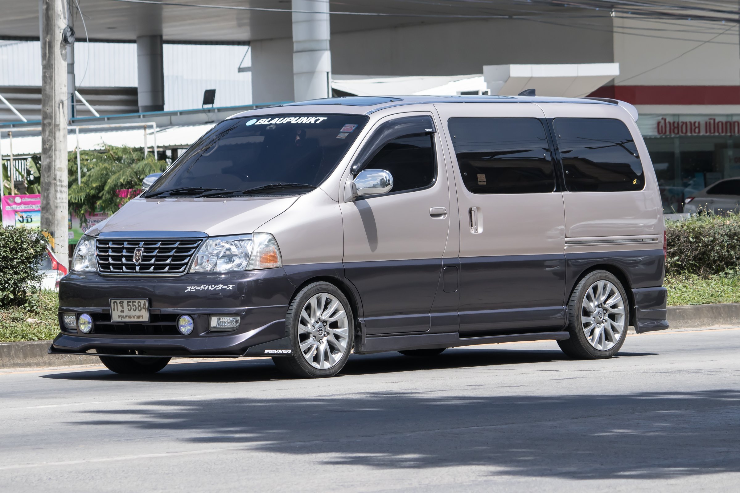 CHIANG MAI, THAILAND -JANUARY 25 2018: Private Old Toyota Granvia Van Car. Photo at road no.121 about 8 km from downtown Chiangmai, thailand.