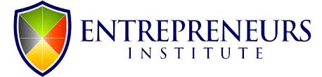 Logo of Entrepreneurs Institute featuring a colorful shield and bold text.
